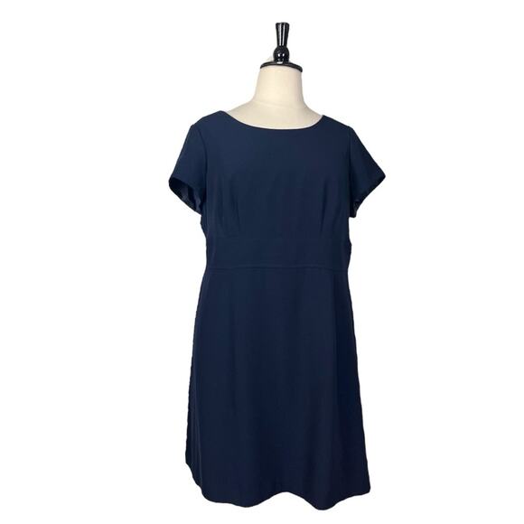 East 5th Sheath Dress Round Neck Short Sleeves Navy Blue Women’s Size 20WP - Picture 1 of 10